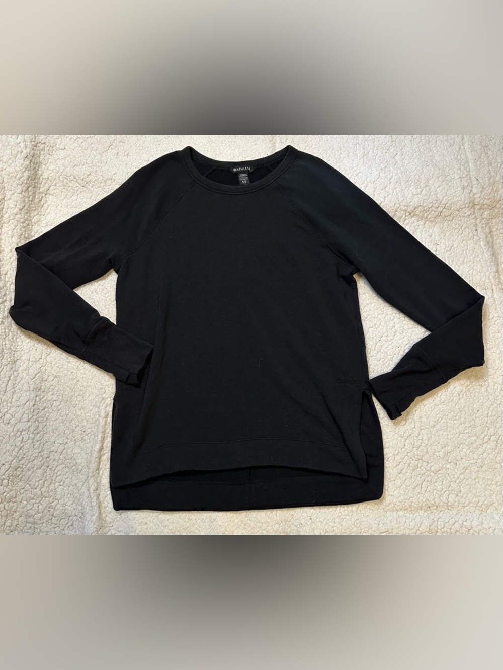 Athleta Coaster Luxe Recover Sweatshirt Tencel Brushed Interior Black Size XXS